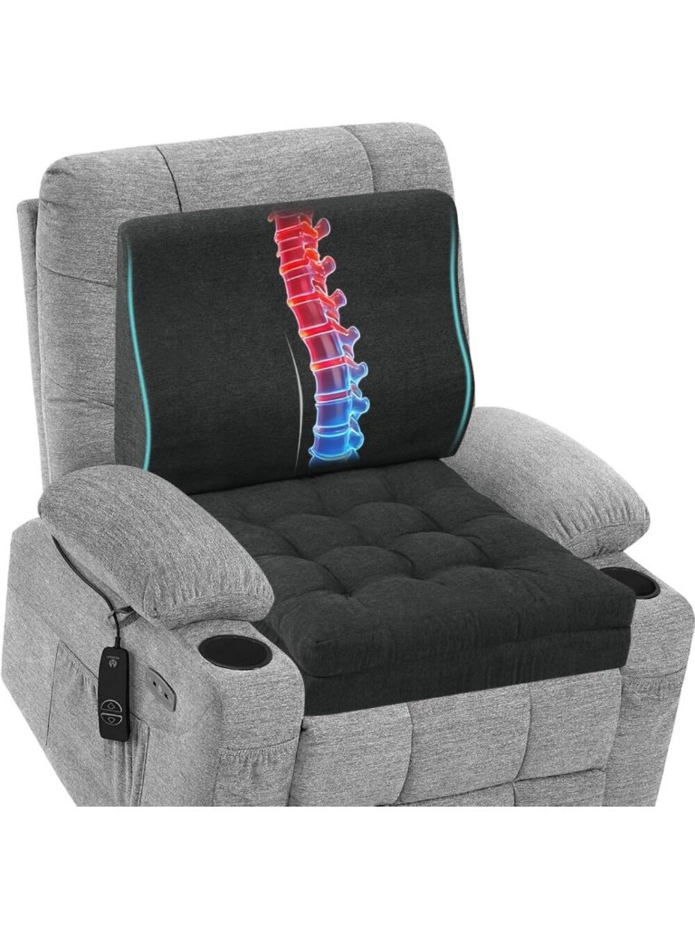 Memory Foam Recliner Cushion with Lumbar Support Pillow, 20x20, Non-Slip
